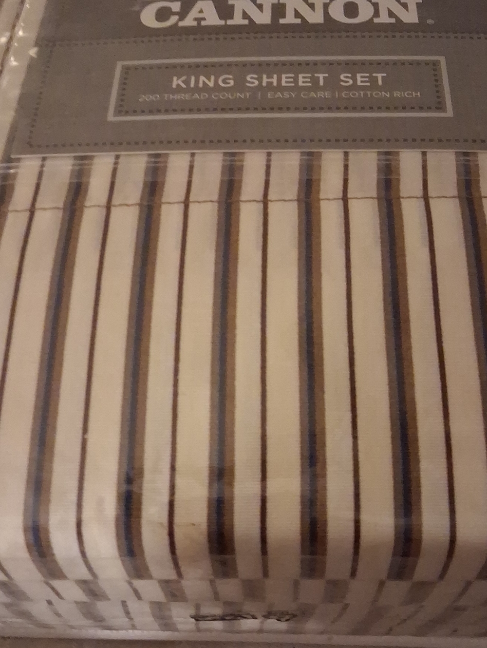 Canon Striped King Sheet Set - Cream, Brown, Blue